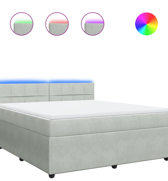 Boxspringbett mit Matratze Hellgrau 180x200 cm Samt