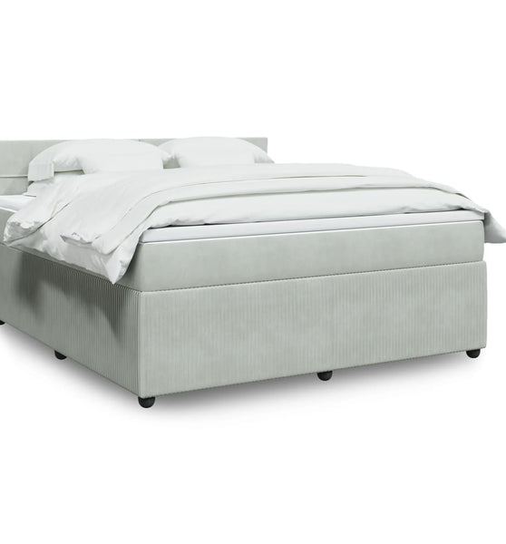 Boxspringbett mit Matratze Hellgrau 180x200 cm Samt
