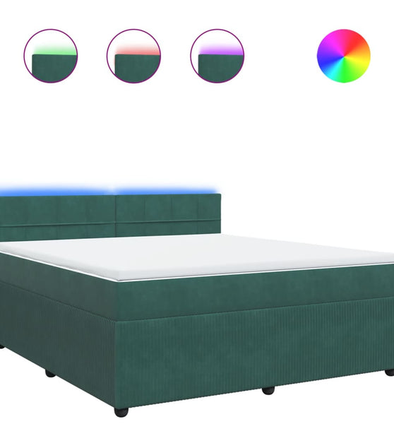 Boxspringbett mit Matratze Dunkelgrün 180x200 cm Samt