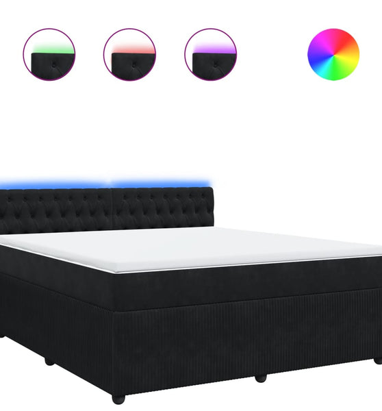 Boxspringbett mit Matratze Schwarz 180x200 cm Samt