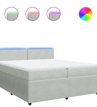 Boxspringbett mit Matratze Hellgrau 200x200 cm Samt