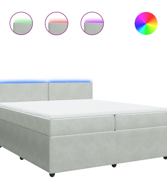 Boxspringbett mit Matratze Hellgrau 200x200 cm Samt