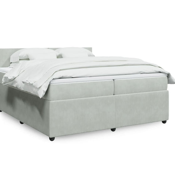 Boxspringbett mit Matratze Hellgrau 200x200 cm Samt