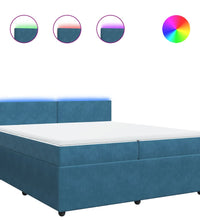 Boxspringbett mit Matratze Blau 200x200 cm Samt
