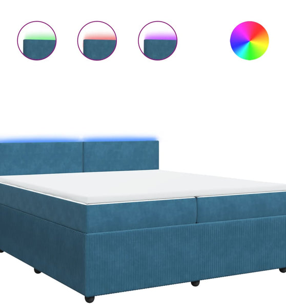 Boxspringbett mit Matratze Blau 200x200 cm Samt