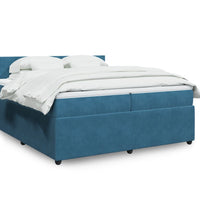 Boxspringbett mit Matratze Blau 200x200 cm Samt