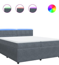Boxspringbett mit Matratze Dunkelgrau 200x200 cm Samt