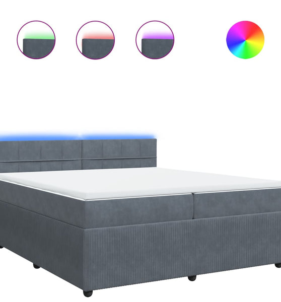 Boxspringbett mit Matratze Dunkelgrau 200x200 cm Samt
