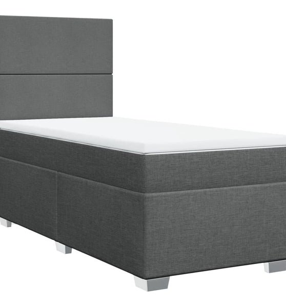 Boxspringbett mit Matratze Dunkelgrau 80x200 cm Stoff
