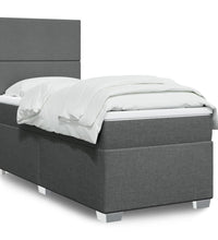 Boxspringbett mit Matratze Dunkelgrau 80x200 cm Stoff