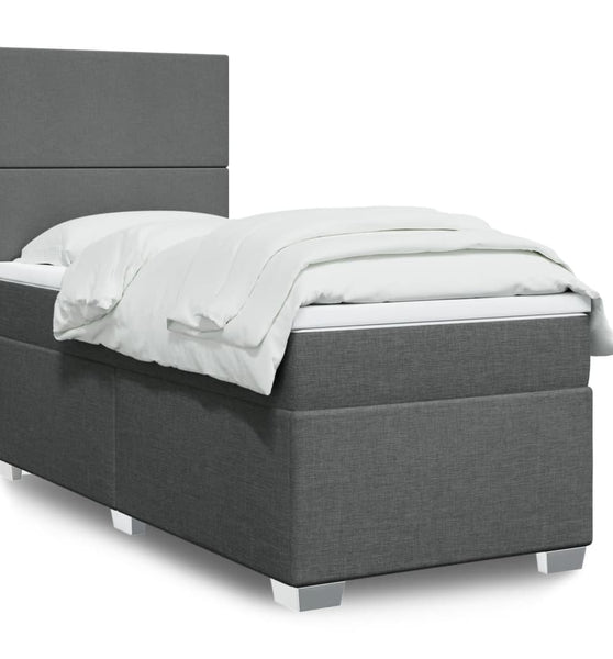 Boxspringbett mit Matratze Dunkelgrau 80x200 cm Stoff