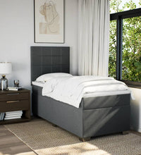 Boxspringbett mit Matratze Dunkelgrau 80x200 cm Stoff