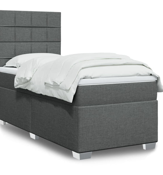 Boxspringbett mit Matratze Dunkelgrau 80x200 cm Stoff