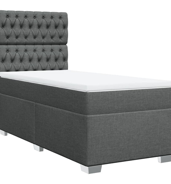Boxspringbett mit Matratze Dunkelgrau 80x200 cm Stoff