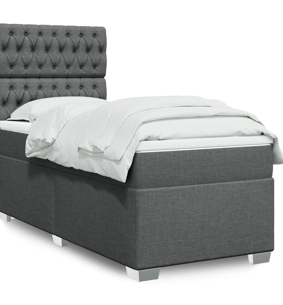 Boxspringbett mit Matratze Dunkelgrau 80x200 cm Stoff