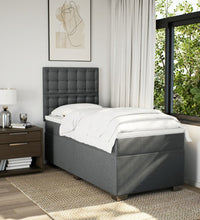 Boxspringbett mit Matratze Dunkelgrau 80x200 cm Stoff