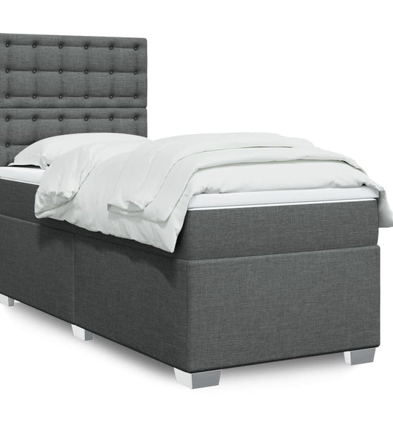 Boxspringbett mit Matratze Dunkelgrau 80x200 cm Stoff