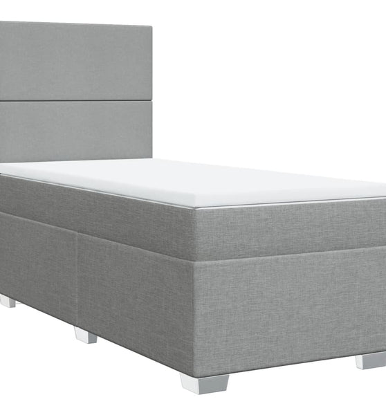 Boxspringbett mit Matratze Hellgrau 90x190 cm Stoff