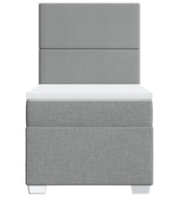 Boxspringbett mit Matratze Hellgrau 90x190 cm Stoff