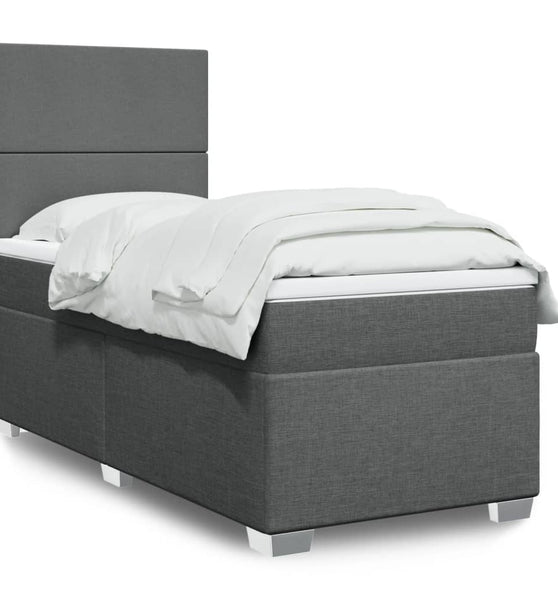 Boxspringbett mit Matratze Dunkelgrau 90x190 cm Stoff