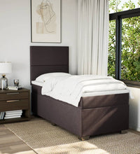 Boxspringbett mit Matratze Dunkelbraun 90x190 cm Stoff