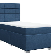 Boxspringbett mit Matratze Blau 90x190 cm Stoff
