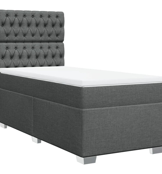 Boxspringbett mit Matratze Dunkelgrau 90x190 cm Stoff