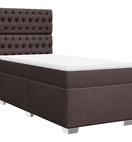 Boxspringbett mit Matratze Dunkelbraun 90x190 cm Stoff