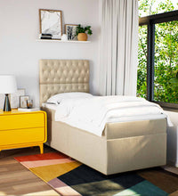 Boxspringbett mit Matratze Creme 90x190 cm Stoff