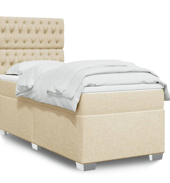 Boxspringbett mit Matratze Creme 90x190 cm Stoff