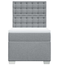 Boxspringbett mit Matratze Hellgrau 90x190 cm Stoff