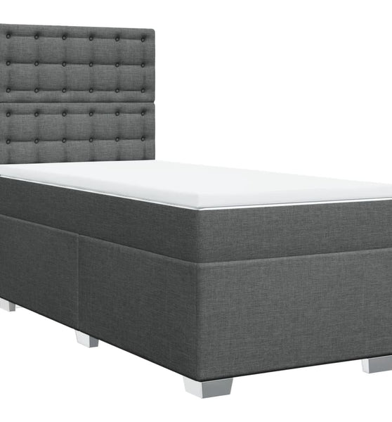 Boxspringbett mit Matratze Dunkelgrau 90x190 cm Stoff