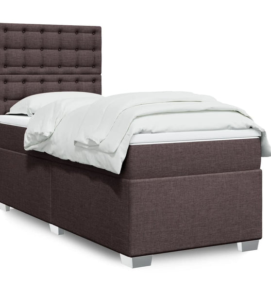 Boxspringbett mit Matratze Dunkelbraun 90x190 cm Stoff