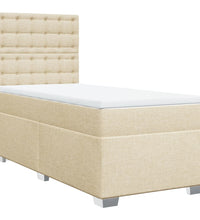 Boxspringbett mit Matratze Creme 90x190 cm Stoff