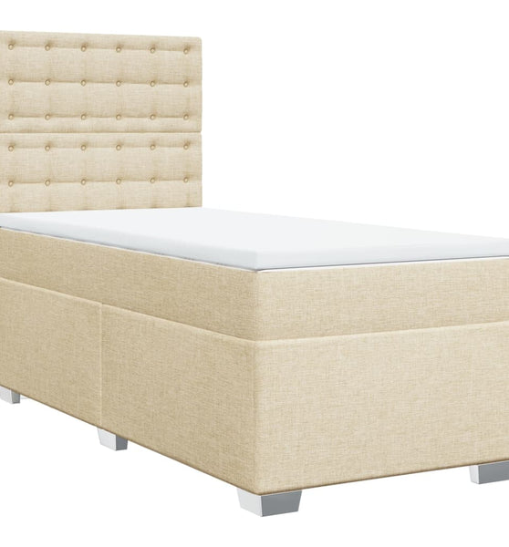 Boxspringbett mit Matratze Creme 90x190 cm Stoff
