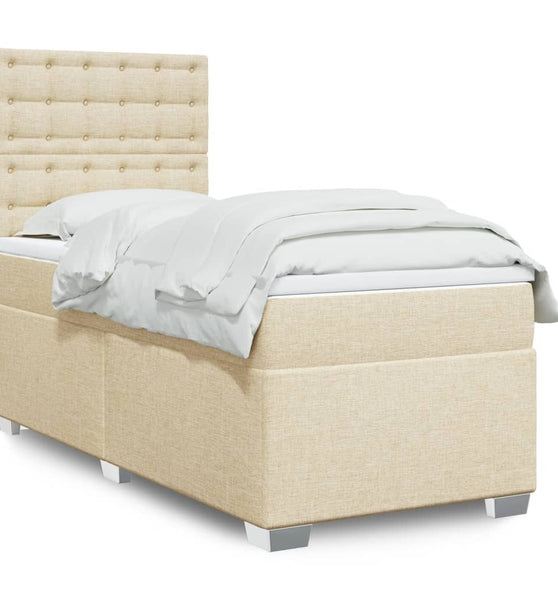 Boxspringbett mit Matratze Creme 90x190 cm Stoff