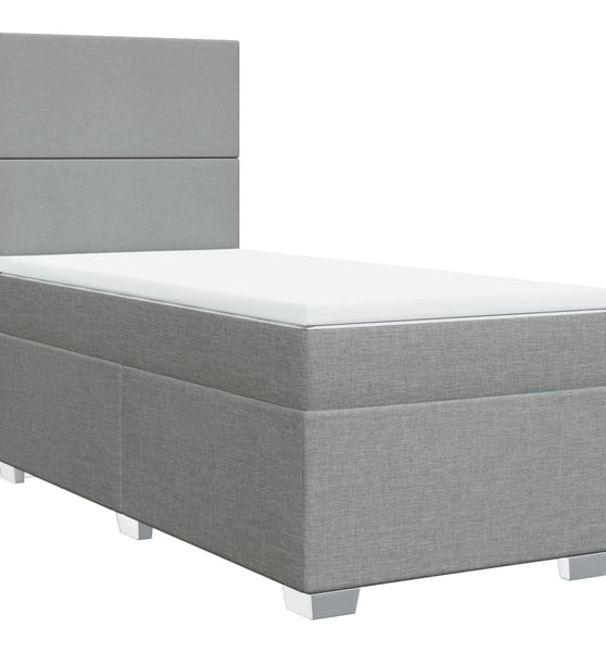Boxspringbett mit Matratze Hellgrau 90x200 cm Stoff
