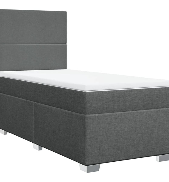 Boxspringbett mit Matratze Dunkelgrau 90x200 cm Stoff