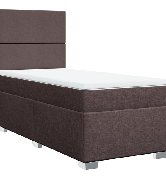 Boxspringbett mit Matratze Dunkelbraun 90x200 cm Stoff