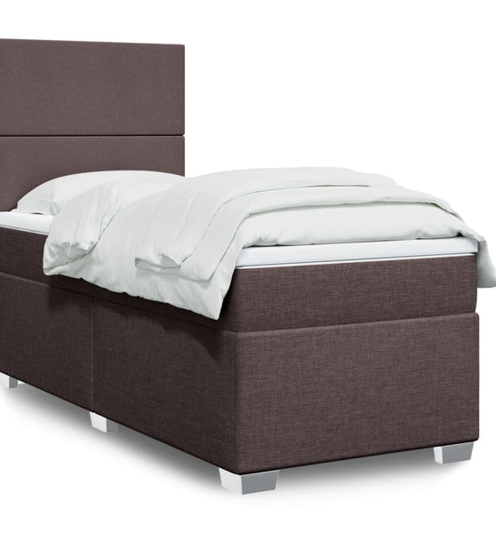 Boxspringbett mit Matratze Dunkelbraun 90x200 cm Stoff