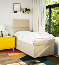Boxspringbett mit Matratze Creme 90x200 cm Stoff