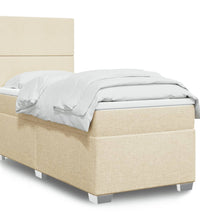 Boxspringbett mit Matratze Creme 90x200 cm Stoff