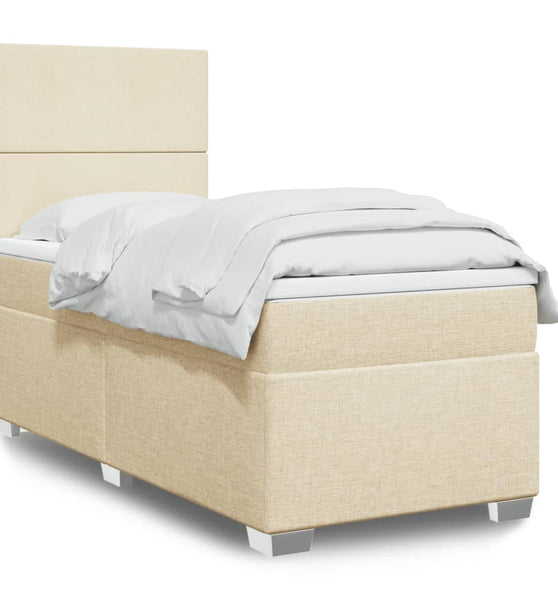 Boxspringbett mit Matratze Creme 90x200 cm Stoff
