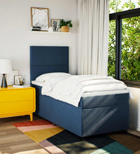 Boxspringbett mit Matratze Blau 90x200 cm Stoff