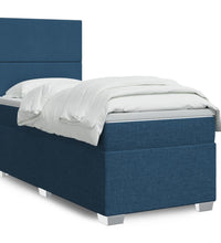 Boxspringbett mit Matratze Blau 90x200 cm Stoff