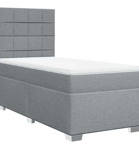 Boxspringbett mit Matratze Hellgrau 90x200 cm Stoff