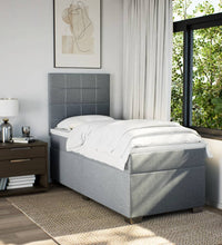 Boxspringbett mit Matratze Hellgrau 90x200 cm Stoff