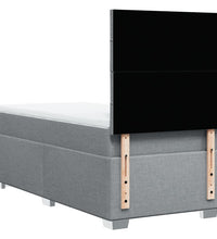 Boxspringbett mit Matratze Hellgrau 90x200 cm Stoff