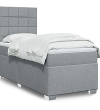 Boxspringbett mit Matratze Hellgrau 90x200 cm Stoff
