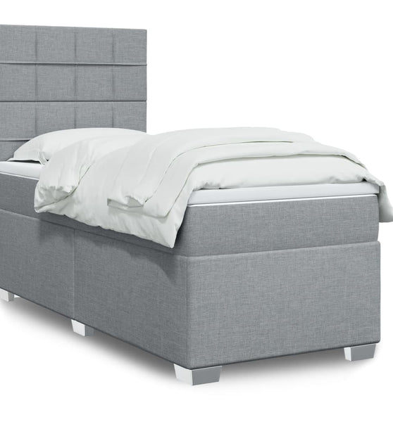 Boxspringbett mit Matratze Hellgrau 90x200 cm Stoff